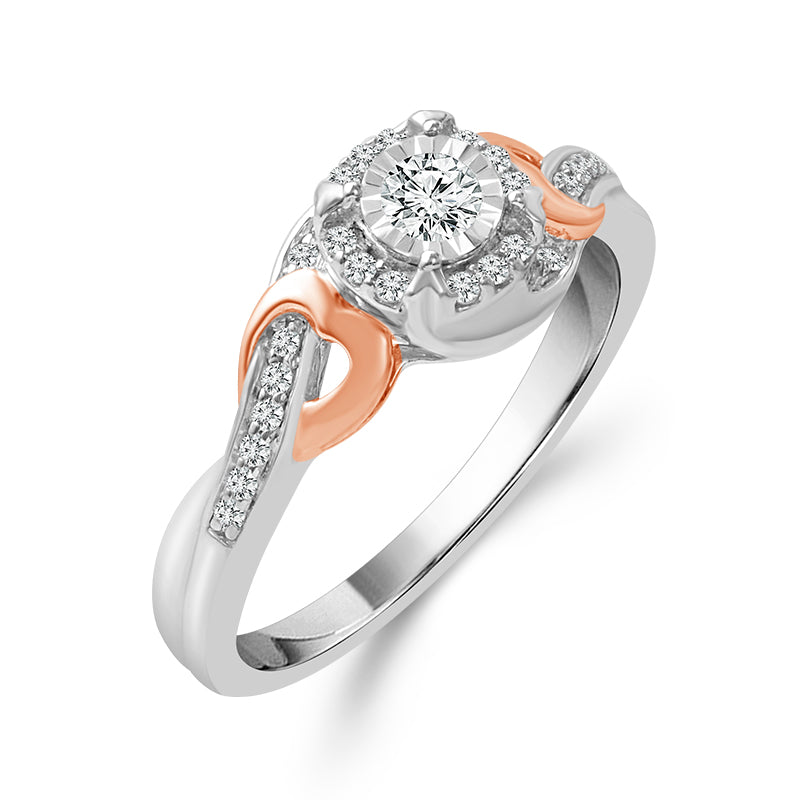 Diamond Fashion Ring 0.2 ct tw 10k Rose Gold+Silver