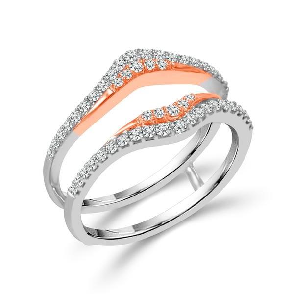 Diamond Enhancer Ring 0.33 ct tw 10k White Gold+10k Rose Gold
