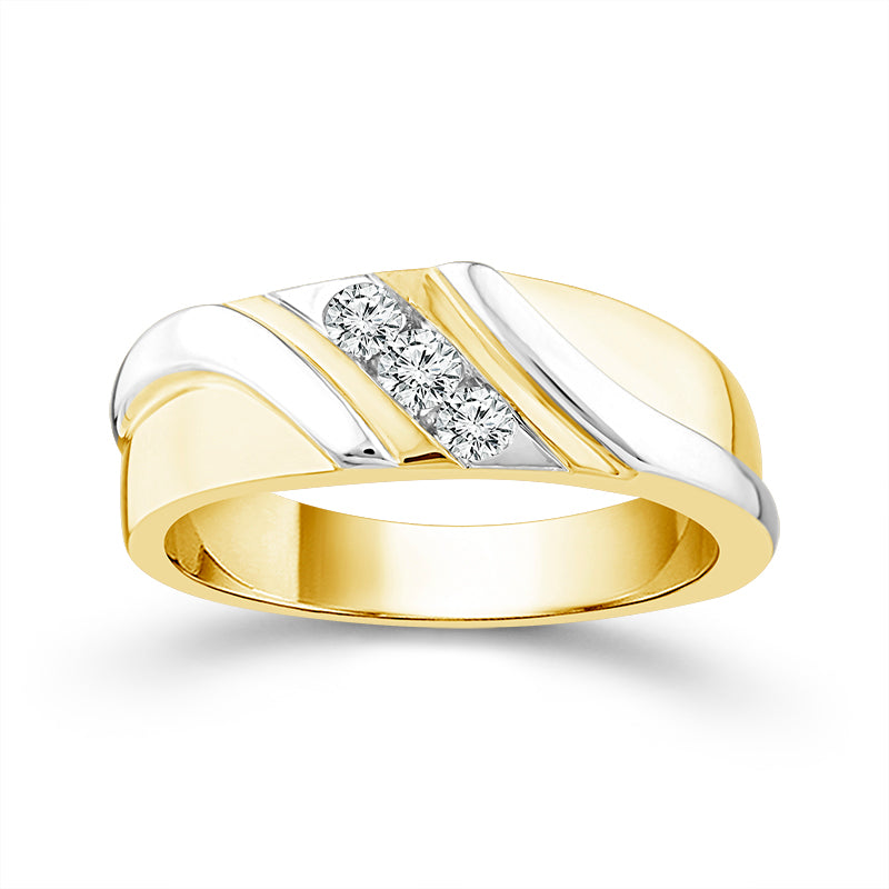 Diamond Mens Ring 0.25 ct tw 10k Yellow Gold+10k White Gold