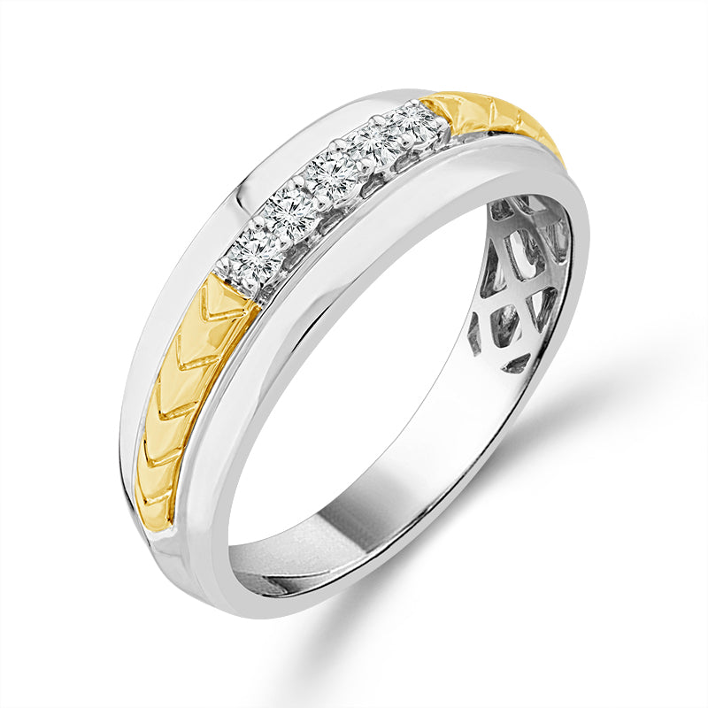 Diamond Mens Ring 0.2 ct tw 10k White Gold 10k Yellow Gold