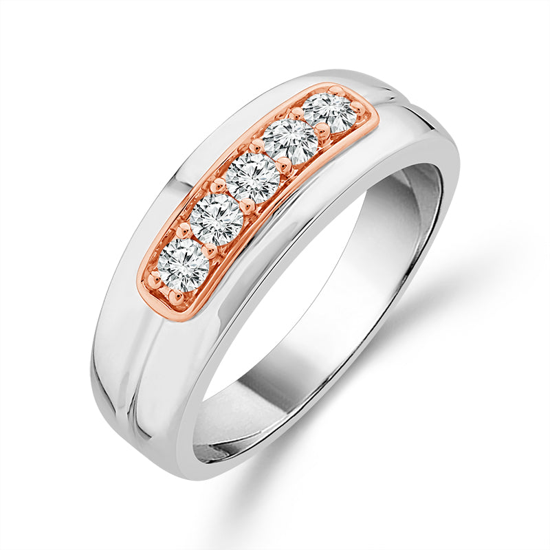 Diamond Mens Ring 0.4 ct tw 10k White Gold 10k Rose Gold