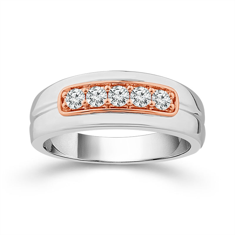 Diamond Mens Ring 0.4 ct tw 10k White Gold+10k Rose Gold