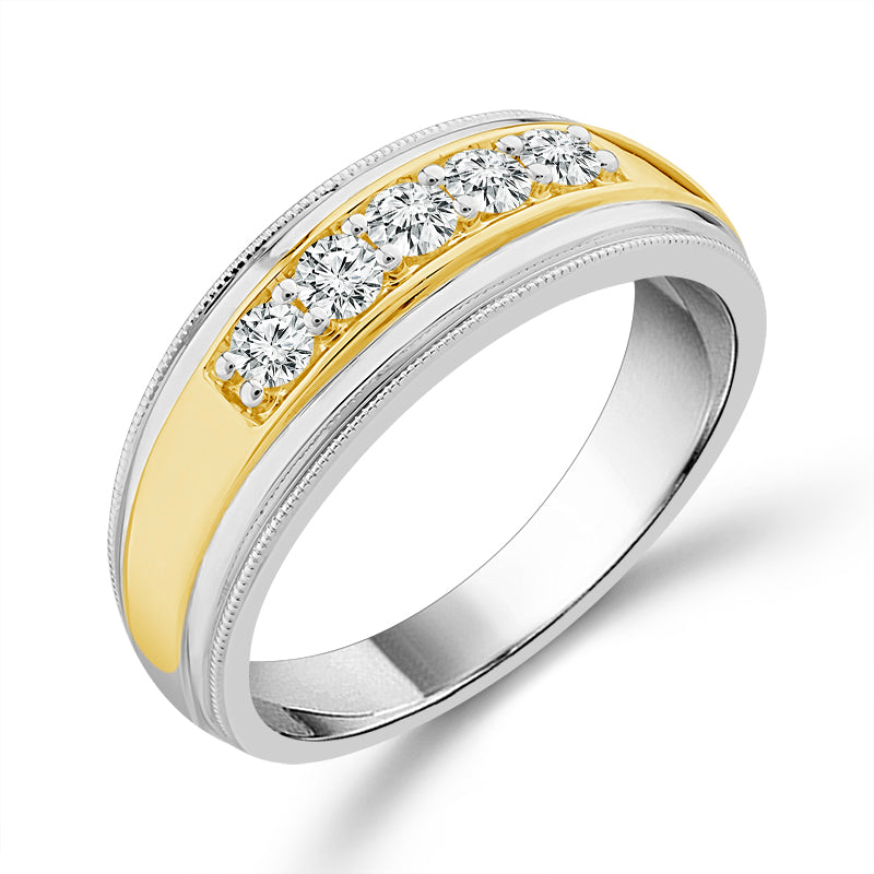 Diamond Mens Ring 0.4 ct tw 10k White Gold+10k Yellow Gold