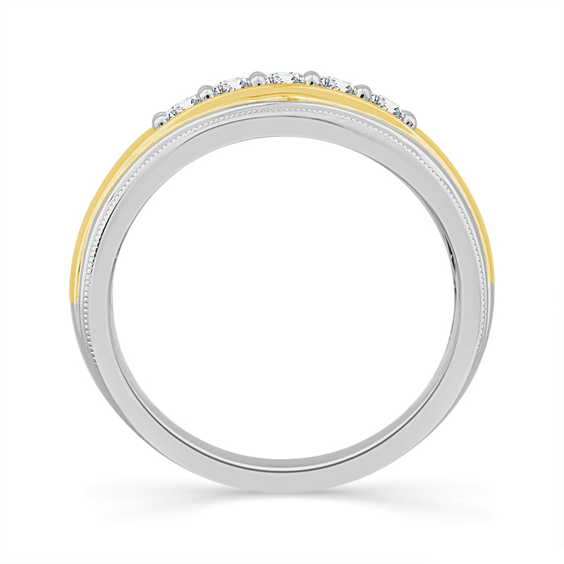 Diamond Mens Ring 0.4 ct tw 10k White Gold+10k Yellow Gold
