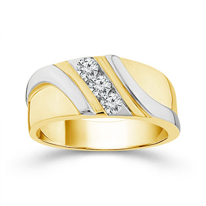 Diamond Mens Ring 0.5 ct tw 10k Yellow Gold+10k White Gold