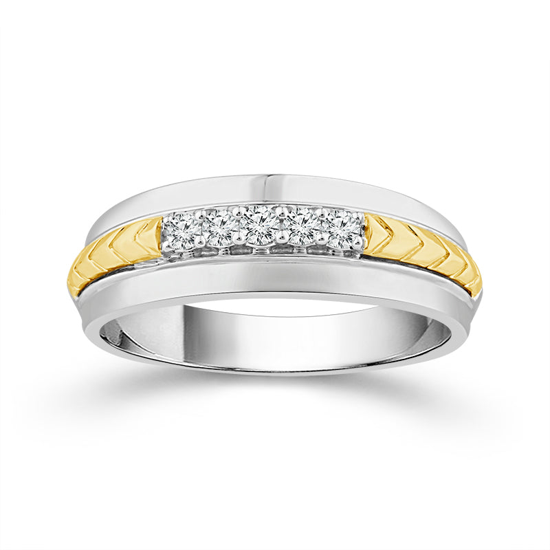 Diamond Mens Ring 0.2 ct tw 10k White Gold 10k Yellow Gold