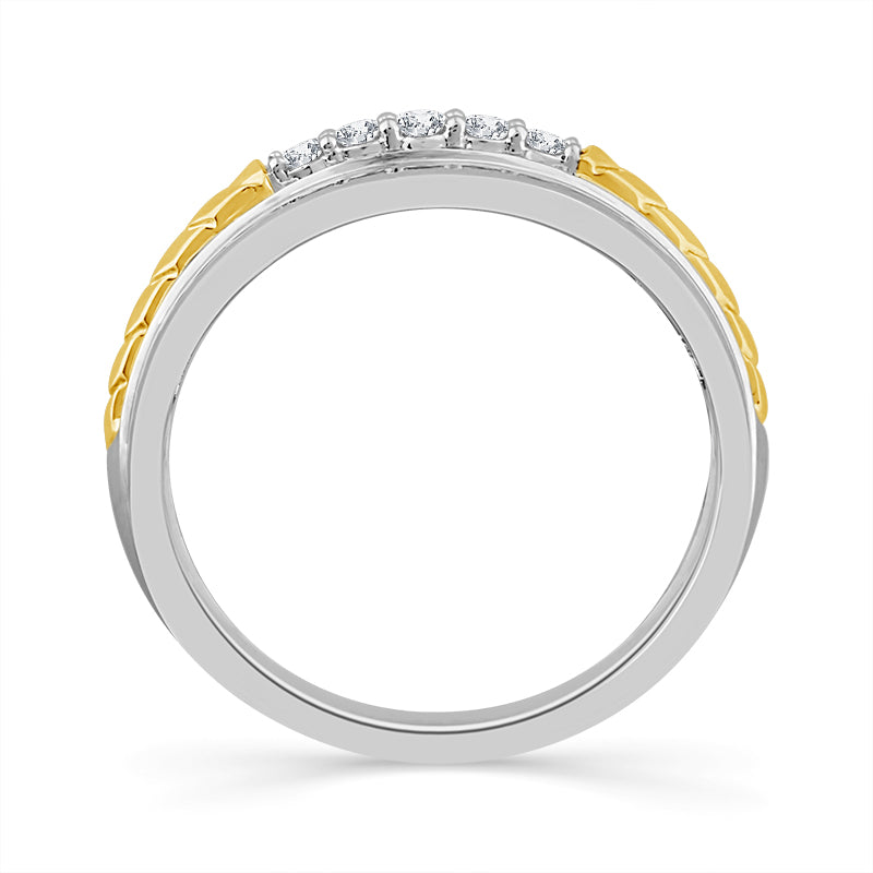 Diamond Mens Ring 0.2 ct tw 10k White Gold 10k Yellow Gold