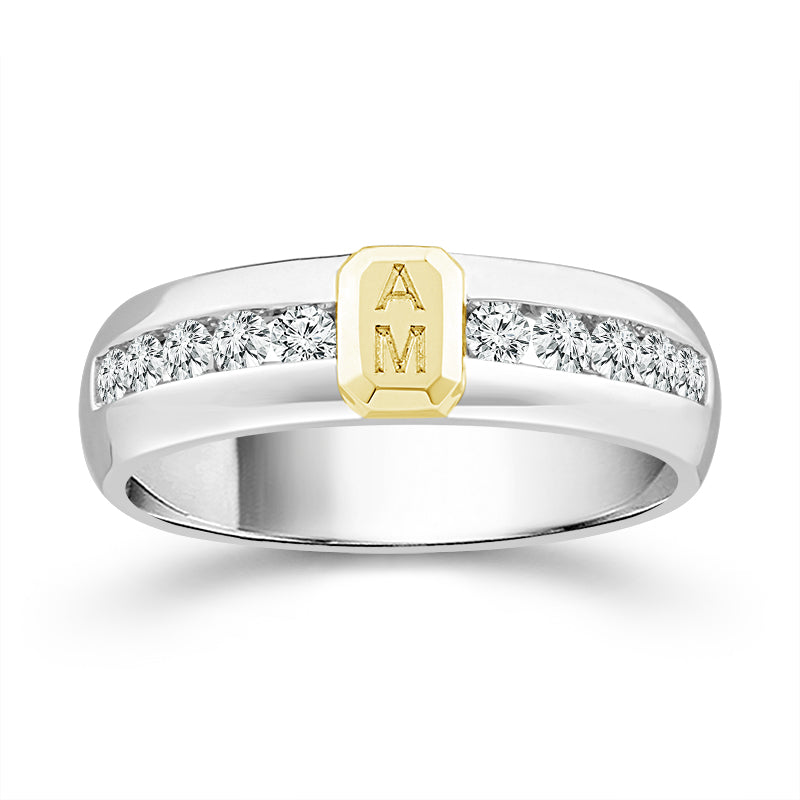 Diamond Mens Ring 0.5 ct tw 10k White Gold+10k Yellow Gold