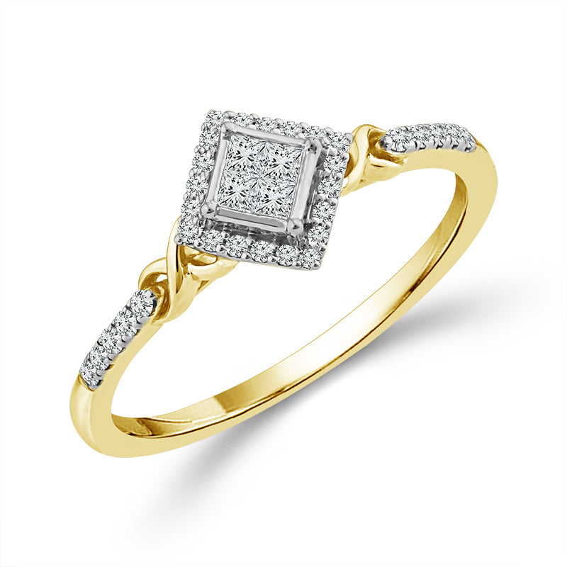Diamond Fashion Ring 0.17 ct tw 10k Yellow Gold+10k White Gold