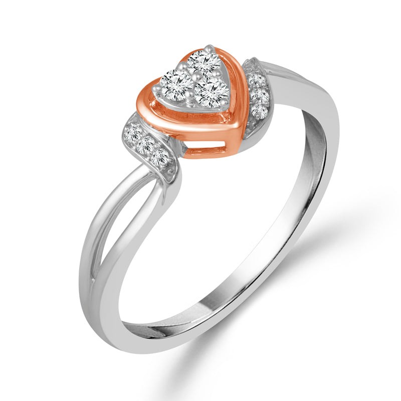 Diamond Fashion Ring 0.13 ct tw 10k Rose Gold+Silver