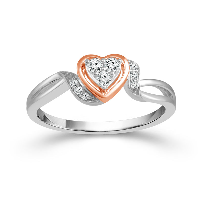 Diamond Fashion Ring 0.13 ct tw 10k Rose Gold+Silver