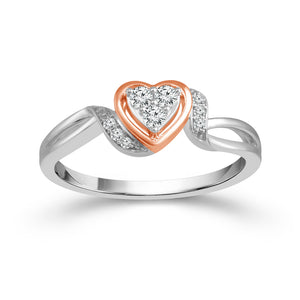 Diamond Fashion Ring 0.13 ct tw 10k Rose Gold+Silver