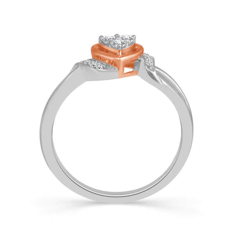 Diamond Fashion Ring 0.13 ct tw 10k Rose Gold+Silver