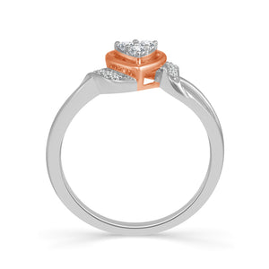 Diamond Fashion Ring 0.13 ct tw 10k Rose Gold+Silver
