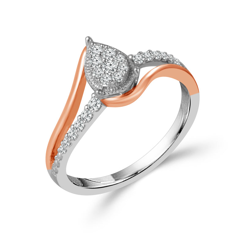Diamond Fashion Ring 0.2 ct tw 10k White Gold+10k Rose Gold