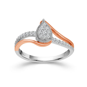 Diamond Fashion Ring 0.2 ct tw 10k White Gold+10k Rose Gold