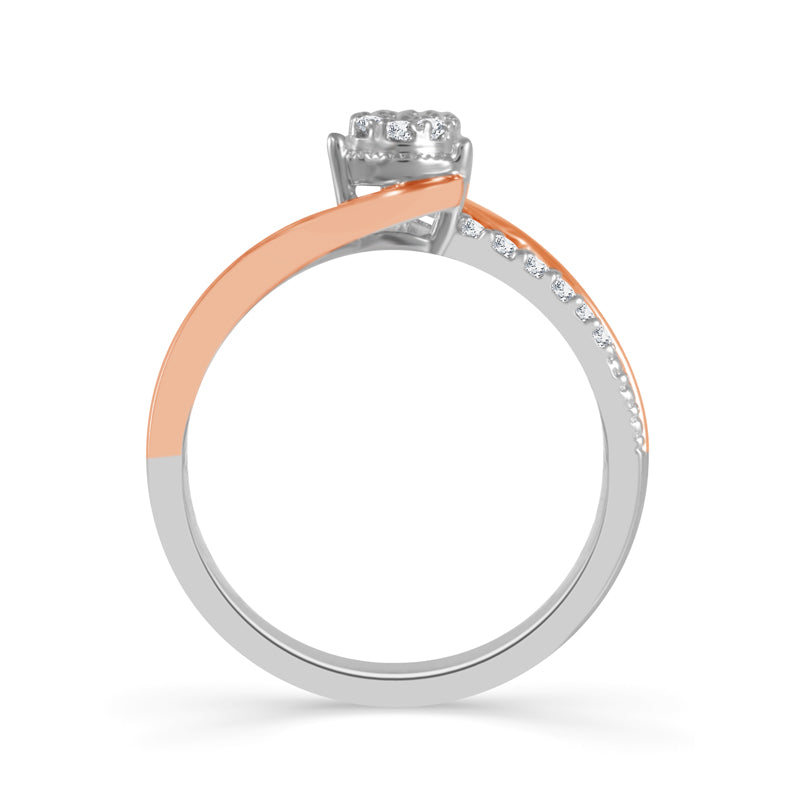 Diamond Fashion Ring 0.2 ct tw 10k White Gold+10k Rose Gold