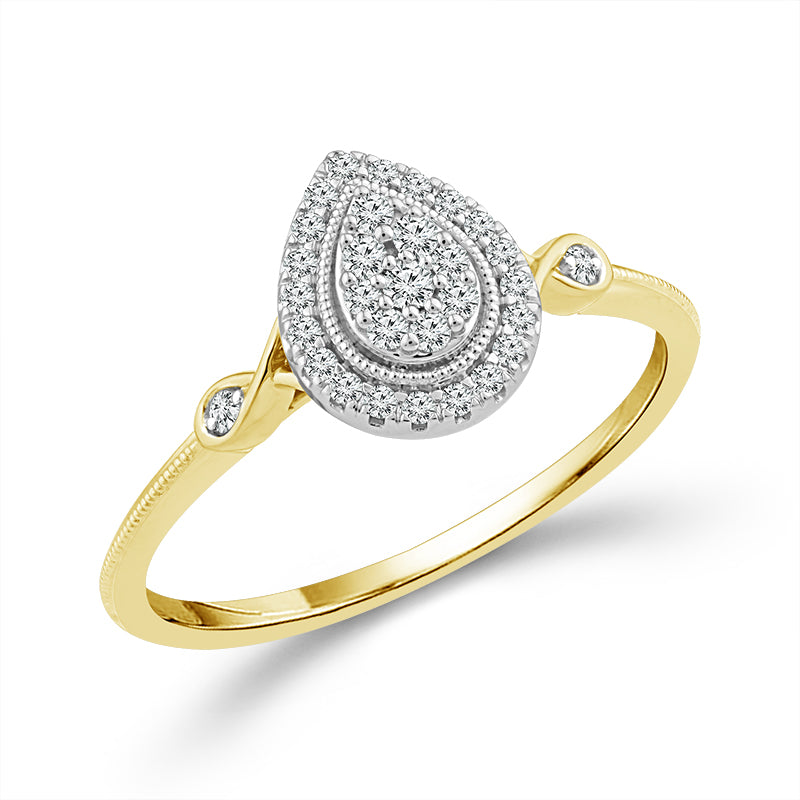 Diamond Fashion Ring 0.17 ct tw 10k Yellow Gold+10k White Gold