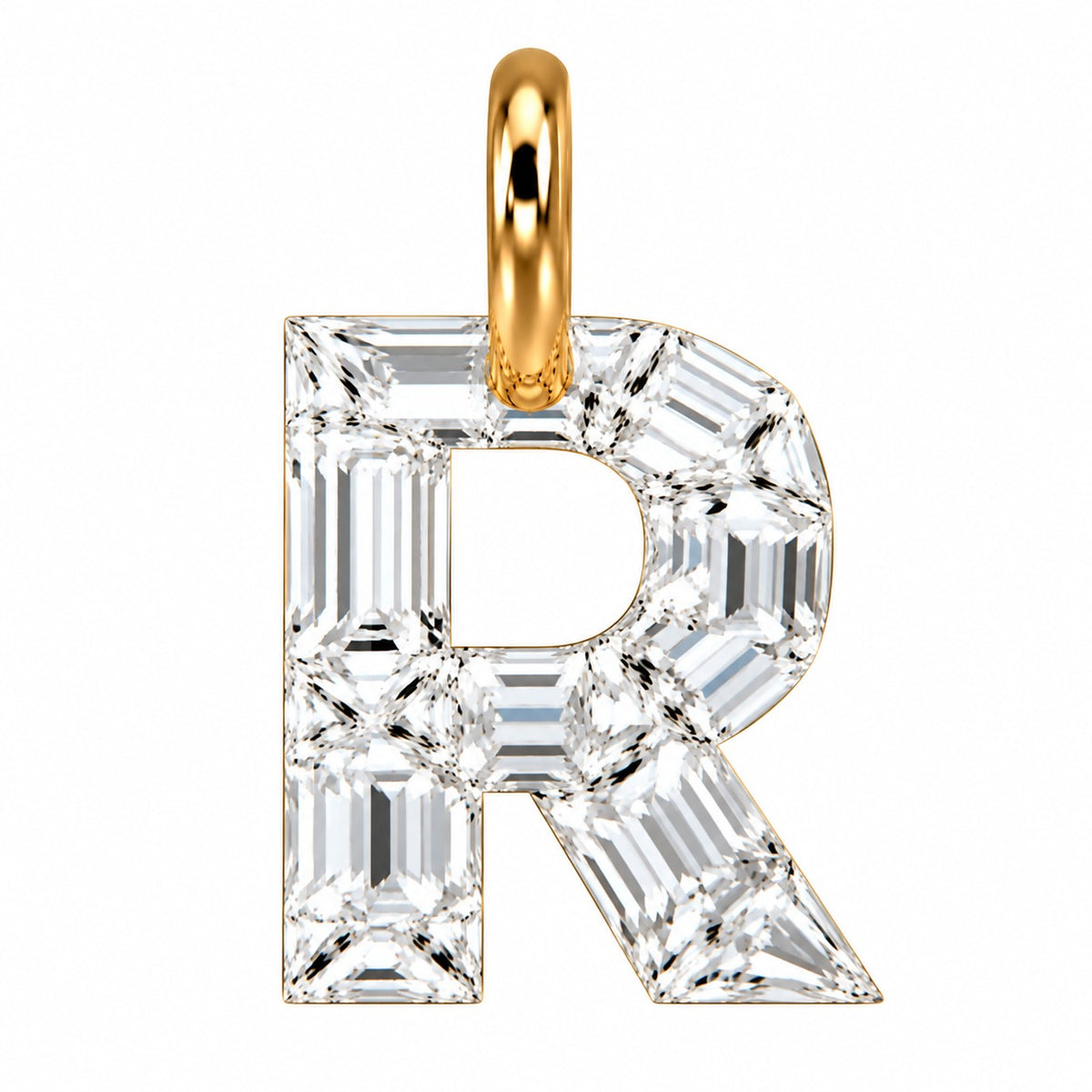 14K Gold Diamond Initial Pendant