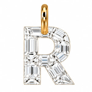 14K Gold Diamond Initial Pendant