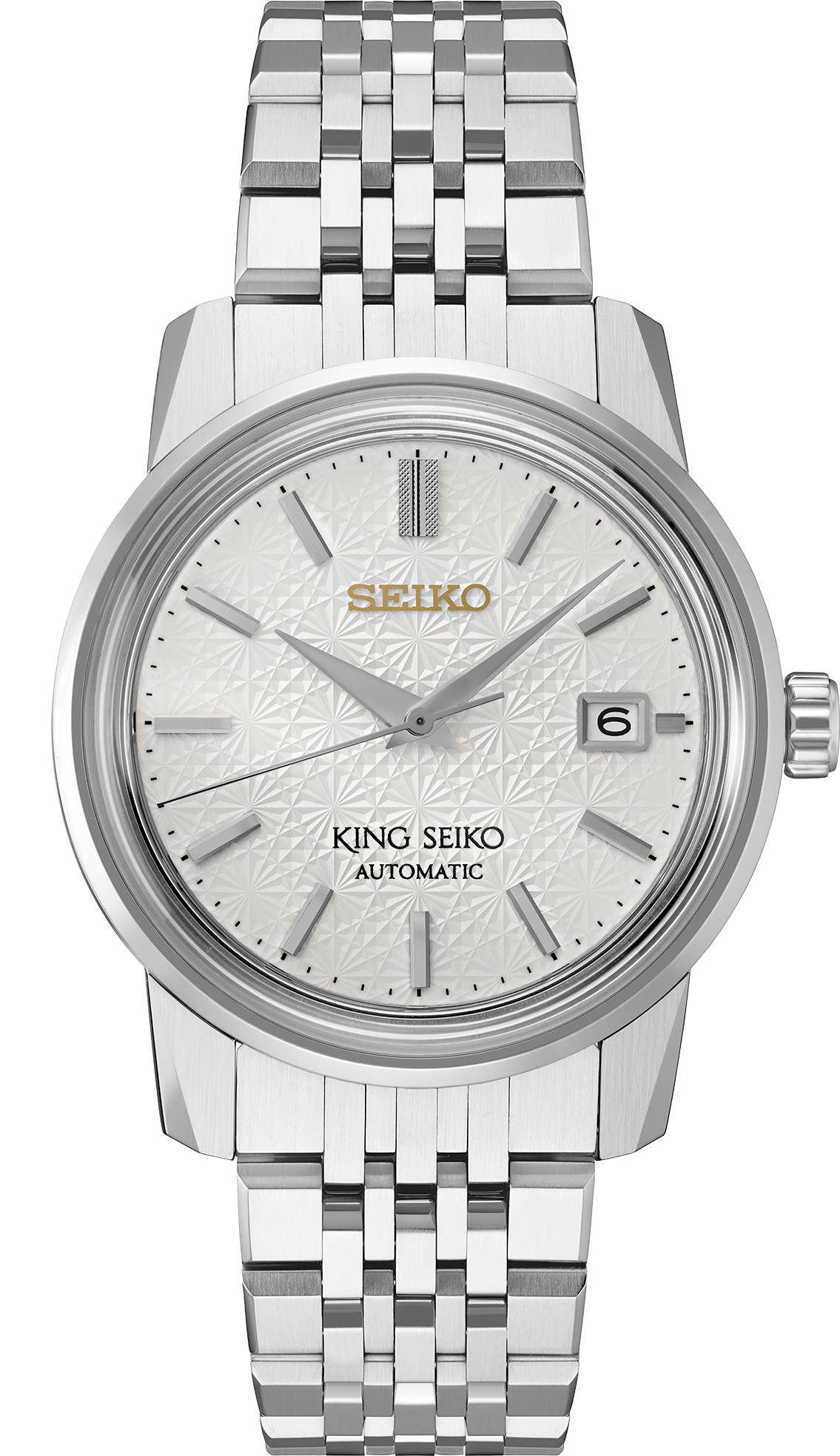 SJE095 White dial stainless steel King Seiko front solder shot