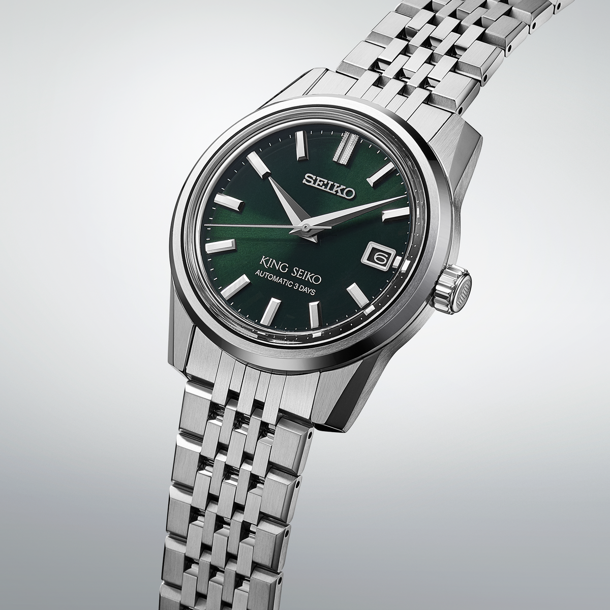 SPB373 Green dial stainless steel King Seiko beauty shot