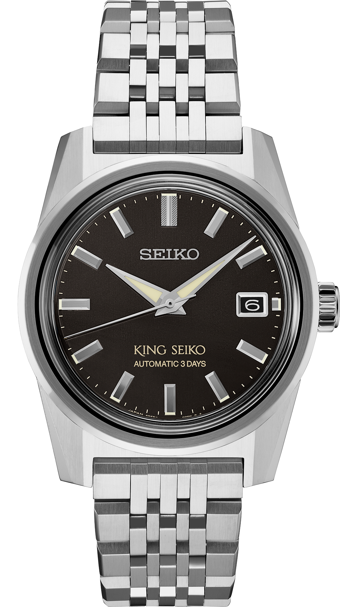 SPB387 Black dial stainless steel King Seiko front solder shot