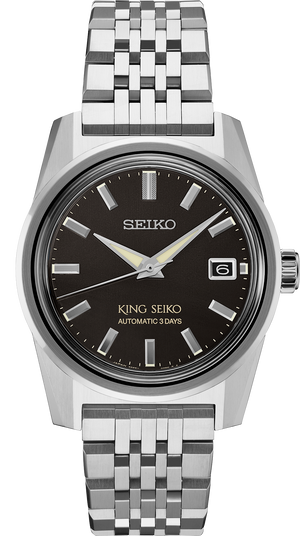 SPB387 Black dial stainless steel King Seiko front solder shot