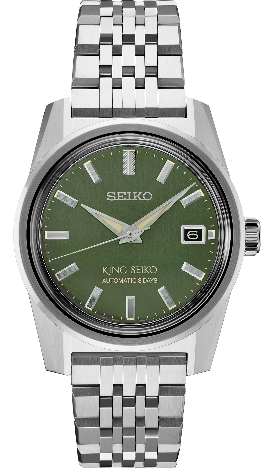 SPB391 Green dial stainless steel King Seiko front solder shot