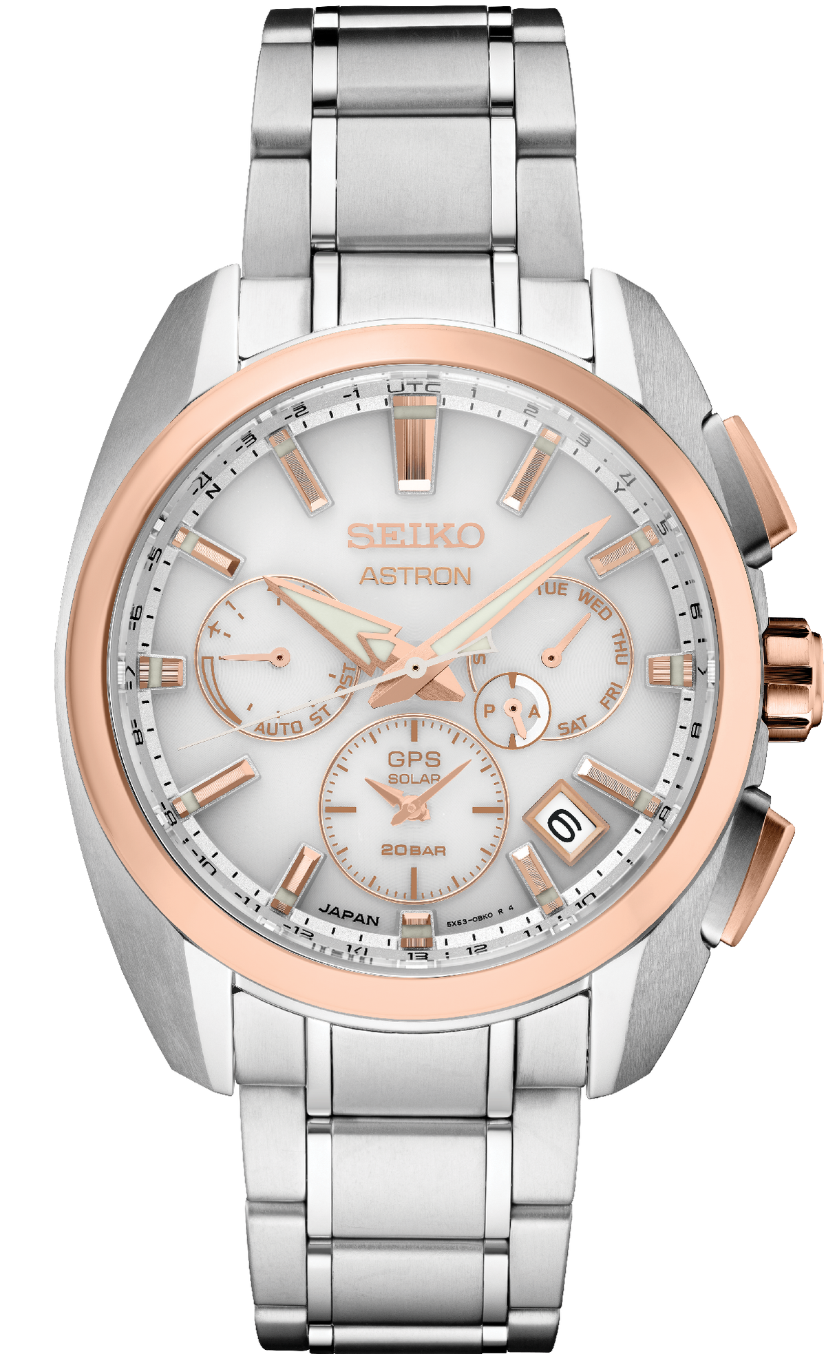 Seiko Astron GPS Solar white dial with rose gold accents SSH104