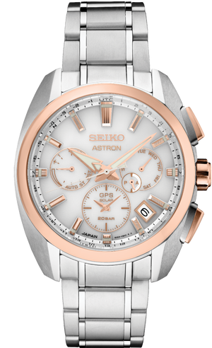 Seiko Astron GPS Solar white dial with rose gold accents SSH104
