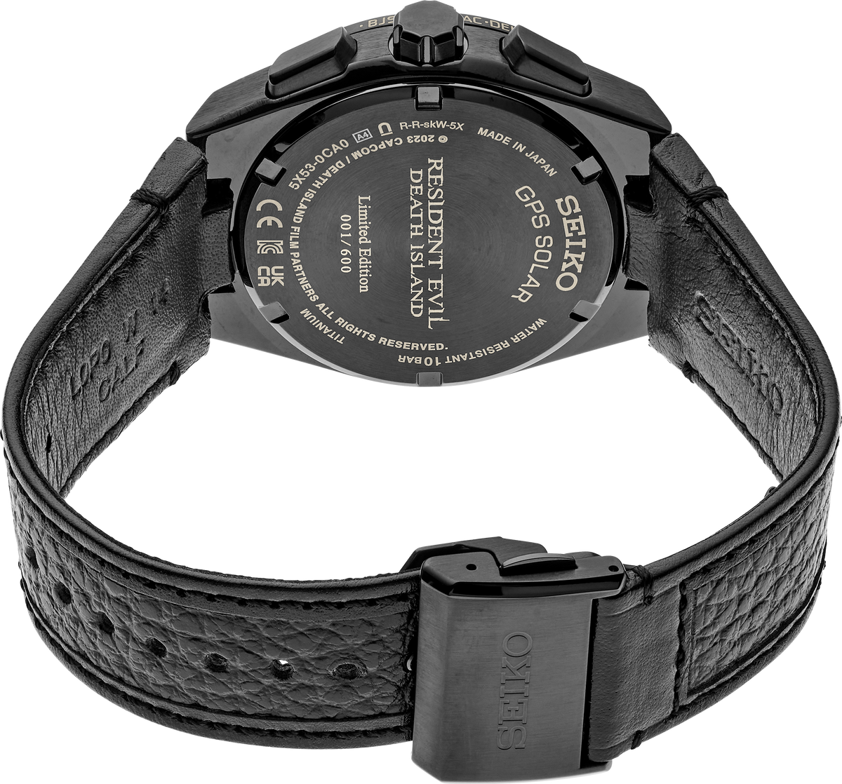 Seiko Astron Solar GPS Resident Evil: Death Island Limited Edition Titanium case with black super-hard coating case back view