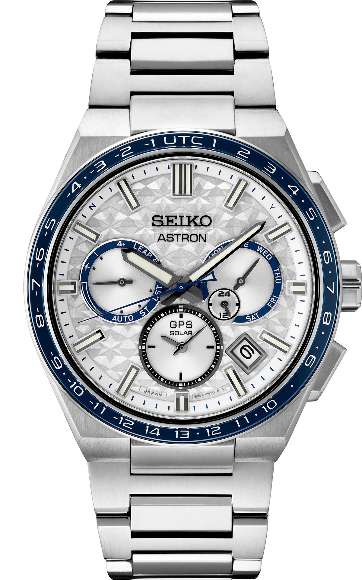 Seiko Astron Solar GPS Limited Edition White dial with Titanium case and band front view