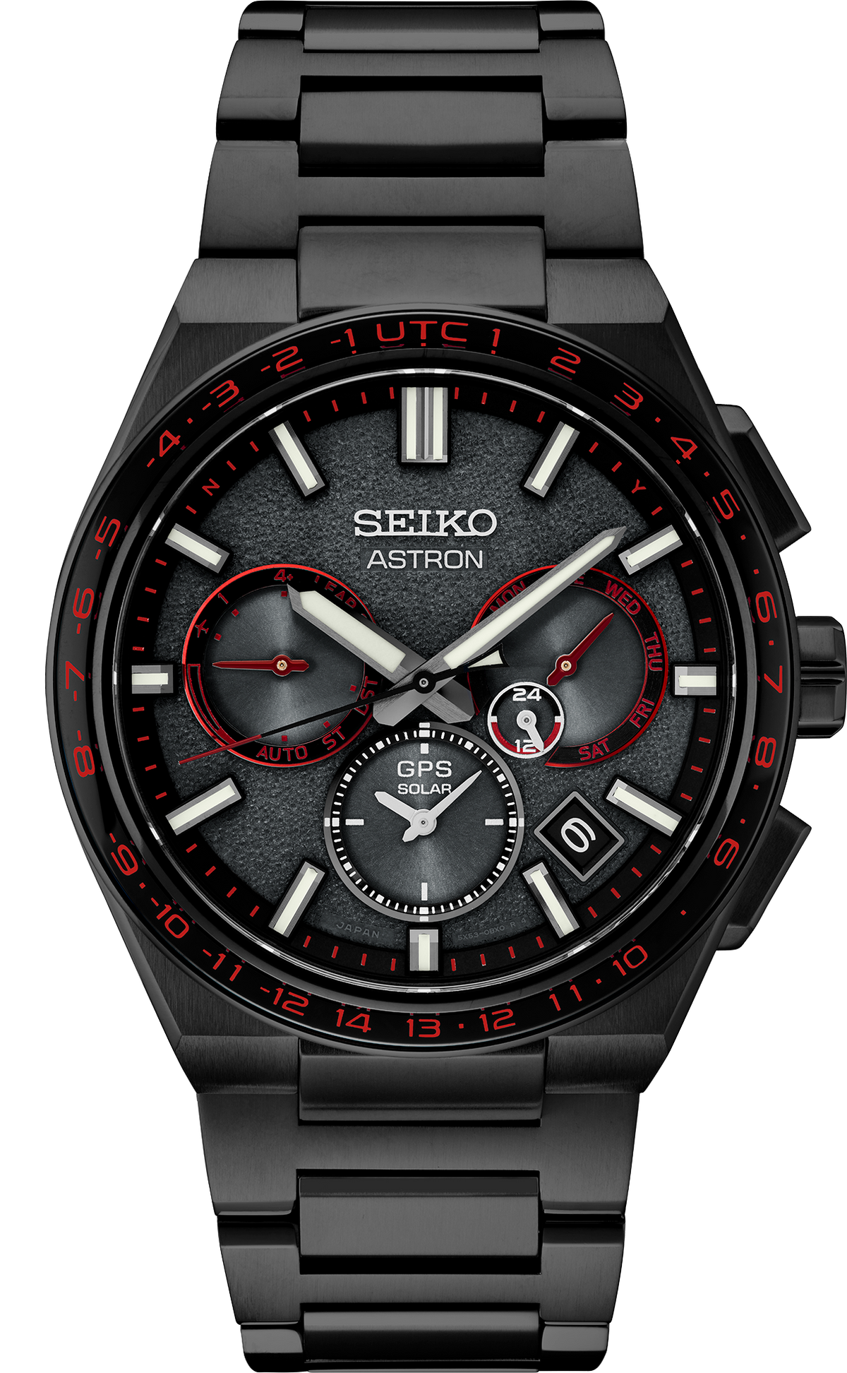 SSH137 Seiko Astron GPS Solar Limited Edition Black Titanium with red accents 