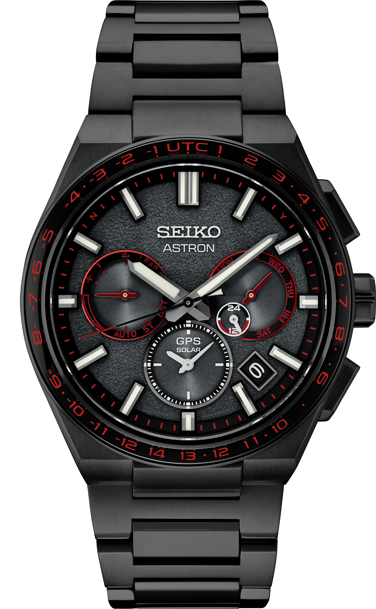 SSH137 Seiko Astron GPS Solar Limited Edition Black Titanium with red accents 