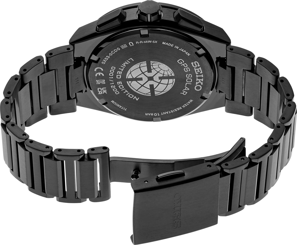 SSH137 Seiko Astron GPS Solar Limited Edition Black Titanium back side view