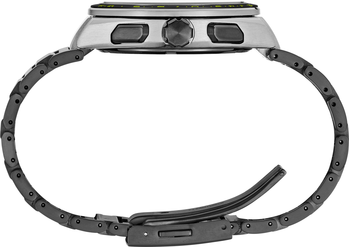 SSH139 Seiko Astron Solar GPS Titanium case with super-hard coating crown side view