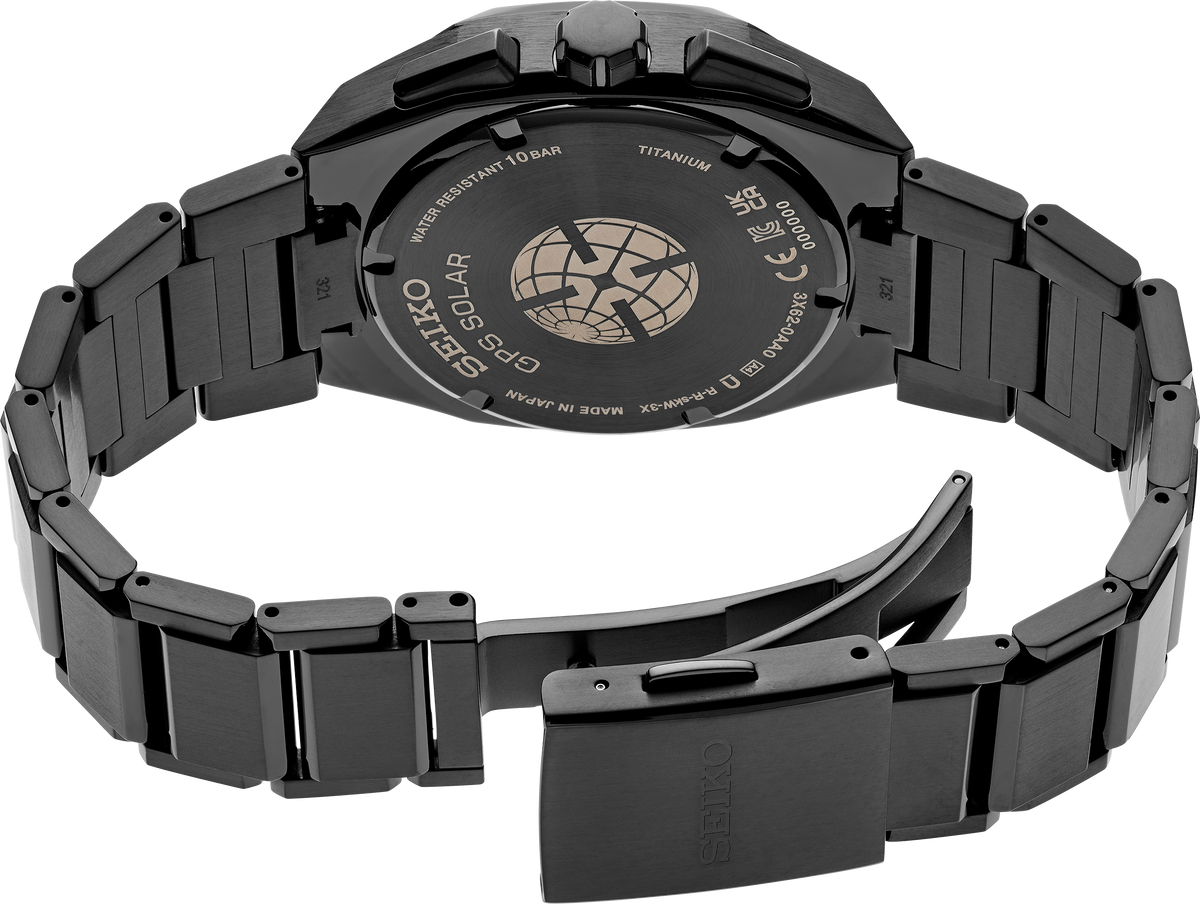 SSJ015 Seiko Astron Solar GPS with Titanium case with black super-hard coating case back view