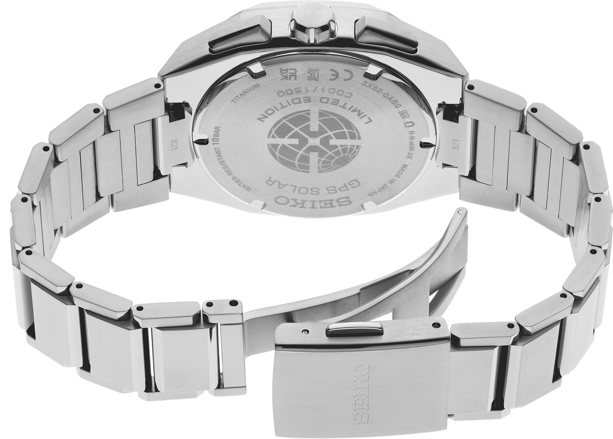 SSJ017 Seiko Astron solar GPS Limited Edition Titanium case with super-hard coating case back view
