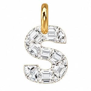14K Gold Diamond Initial Pendant