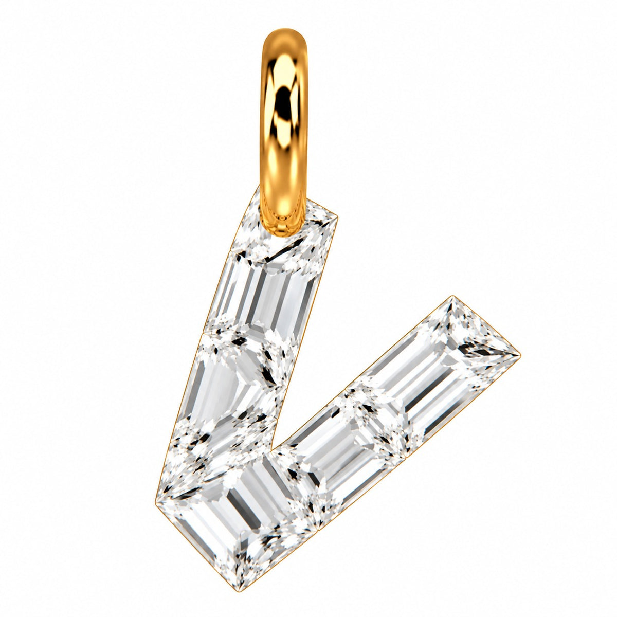 14K Gold Diamond Initial Pendant