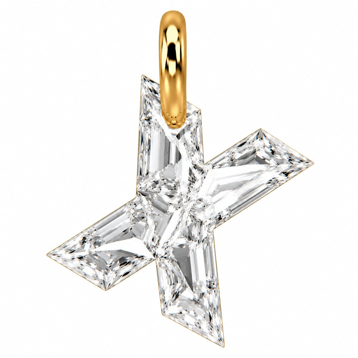14K Gold Diamond Initial Pendant