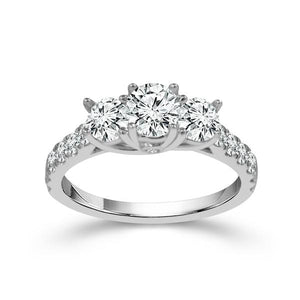 Diamond 3-Stone Ring 1.5 ct tw 14k White Gold
