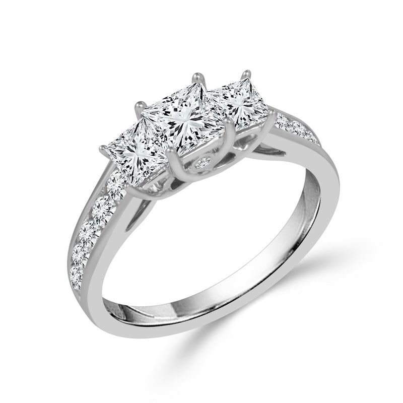 Diamond 3-Stone Ring 1 ct tw 14k White Gold