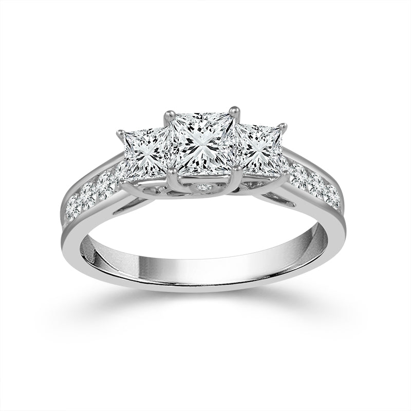 Diamond 3-Stone Ring 1 ct tw 14k White Gold