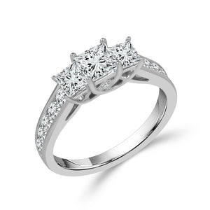 Diamond 3-Stone Ring 1 ct tw 14k White Gold