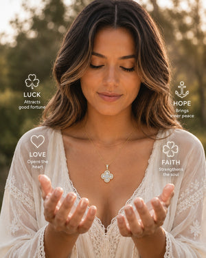 18K yellow gold four-leaf clover pendant necklace featuring brilliant round and baguette-cut diamonds on a delicate gold chain.