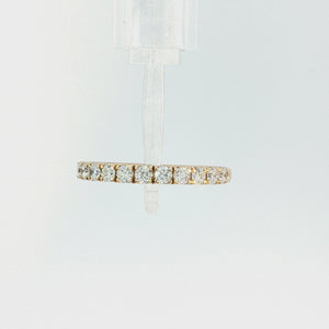 14K yellow gold 0.51 CT lab-grown diamond wedding band featuring 13 brilliant round diamonds in a classic prong setting with a Comfort Fit design.