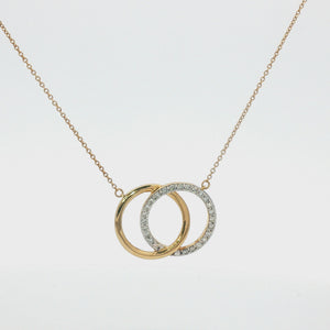 14K Two-Tone Gold Interlocking Circles Diamond Necklace