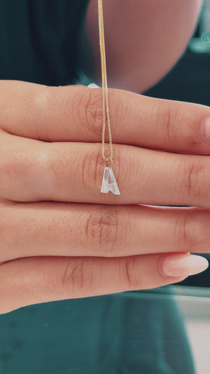 14K Gold Diamond Initial Pendant